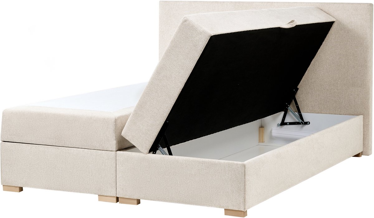 MAJOR - Boxspring - Lichtbeige - 160 x 200 cm - Polyester
