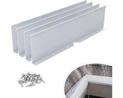 Set van 4 aluminium dakgoten spatschermen - Opvouwbare regenwaterdakgoot met schroeven voor platte daken, vallei en hoek - Buigbare dakomleider - Zilver