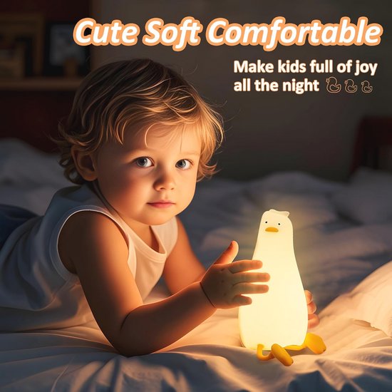 Schattige liggende eend nachtlamp voor kinderkamer - aanraakbediening, oplaadbaar en dimmer van Merkloos — afbeelding 2