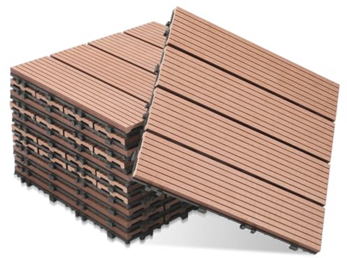 Terrastegels 30 x 30 cm - 66 Stuks - Waterdichte Balkon- en Tuintegels met Drainagesysteem - Perfect voor Terrassen, Balkons en Tuinen