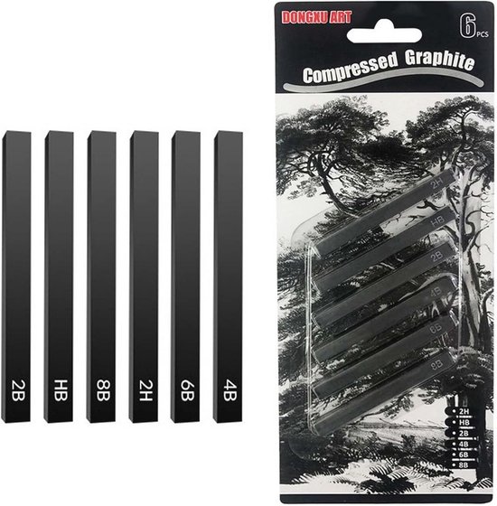 12 Stuks Grafiet Materiaal Sticks Vierkante Gecomprimeerde Houtskool Tekening Potloden Set Voor Doe Het Zelf Tekenen Ambachten Schetsen Schaduwen Beginners En Kunstenaars 1492300585