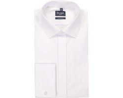 OLYMP Luxor modern fit overhemd - smoking overhemd - mouwlengte 7 - wit met Kent kraag - Strijkvrij - Boordmaat: 42