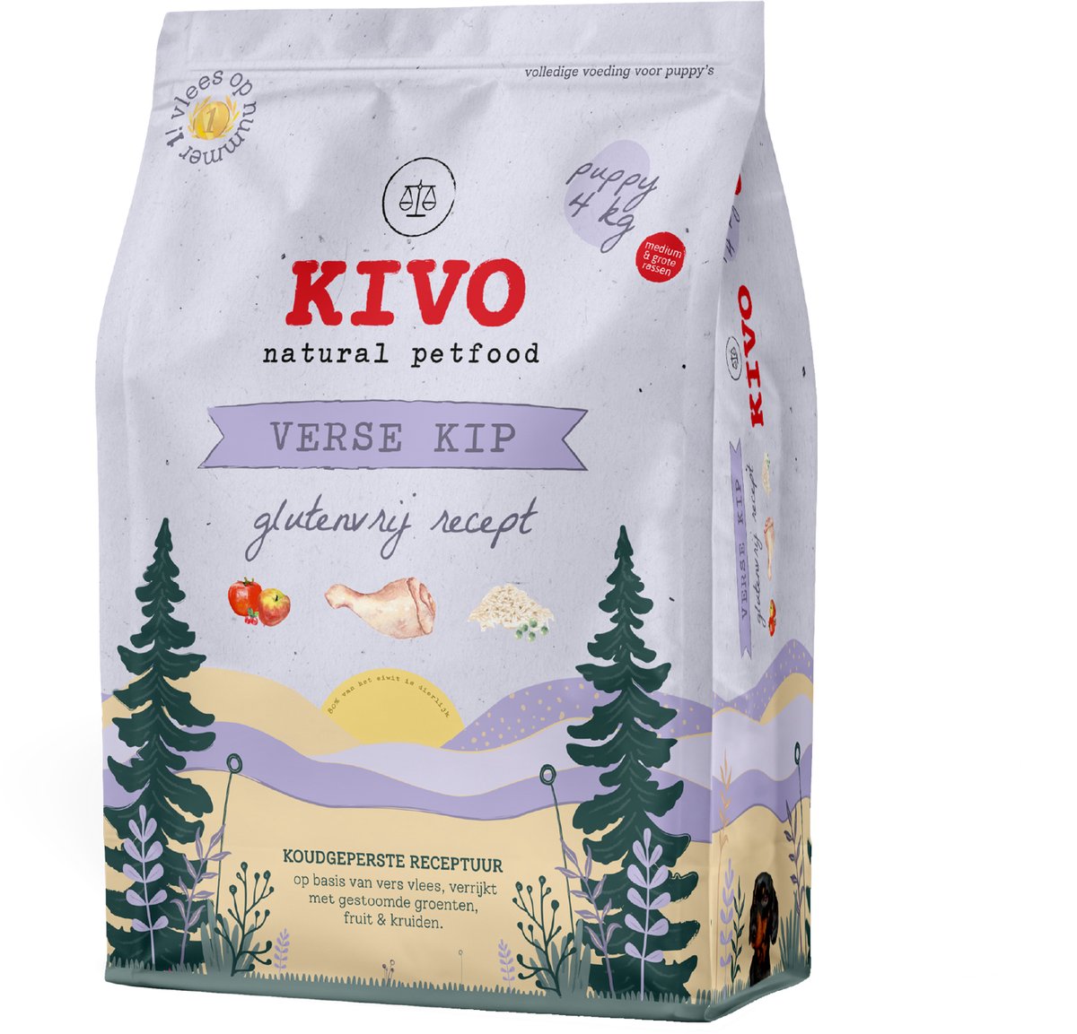 Kivo Petfood Puppybrokken Verse Kip Puppy - 4 kg - Koudgeperst - Glutenvrij