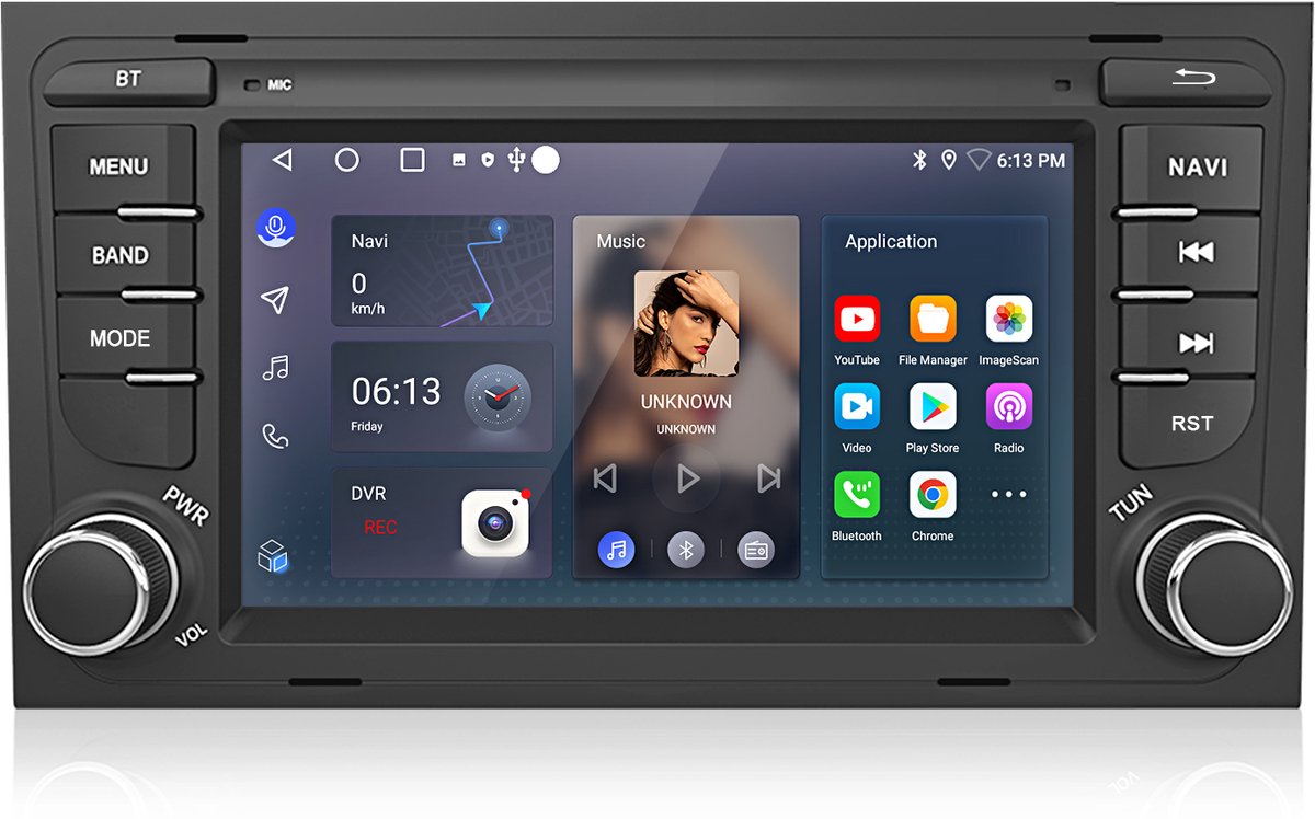 Hexinex Quad-Core autoradio Geschikt voor Audi A4 - Draadloos CarPlay, Android Auto, Android 15, multimediaspeler, 2GB+32GB