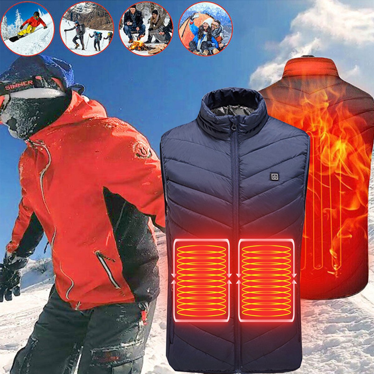 VIMOSE Verwarmde Bodywarmer Heren Outdoor Verwarmd Vest voor Mannen Blauw