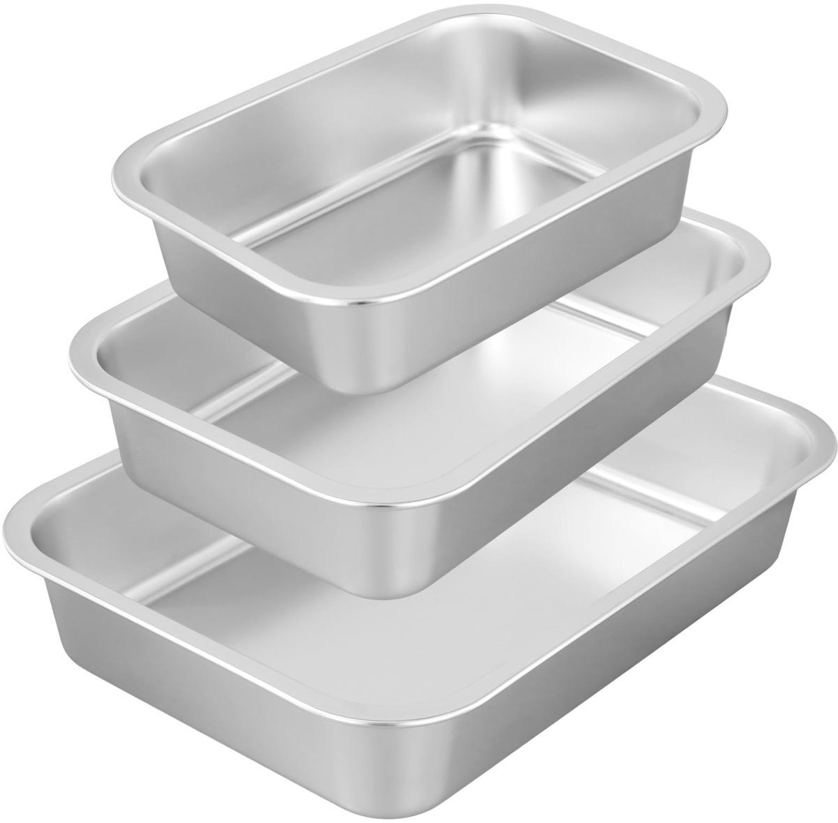 Unyqoos® Driedelig set van roestvrijstalen ovenschaal met ergonomische handgrepen