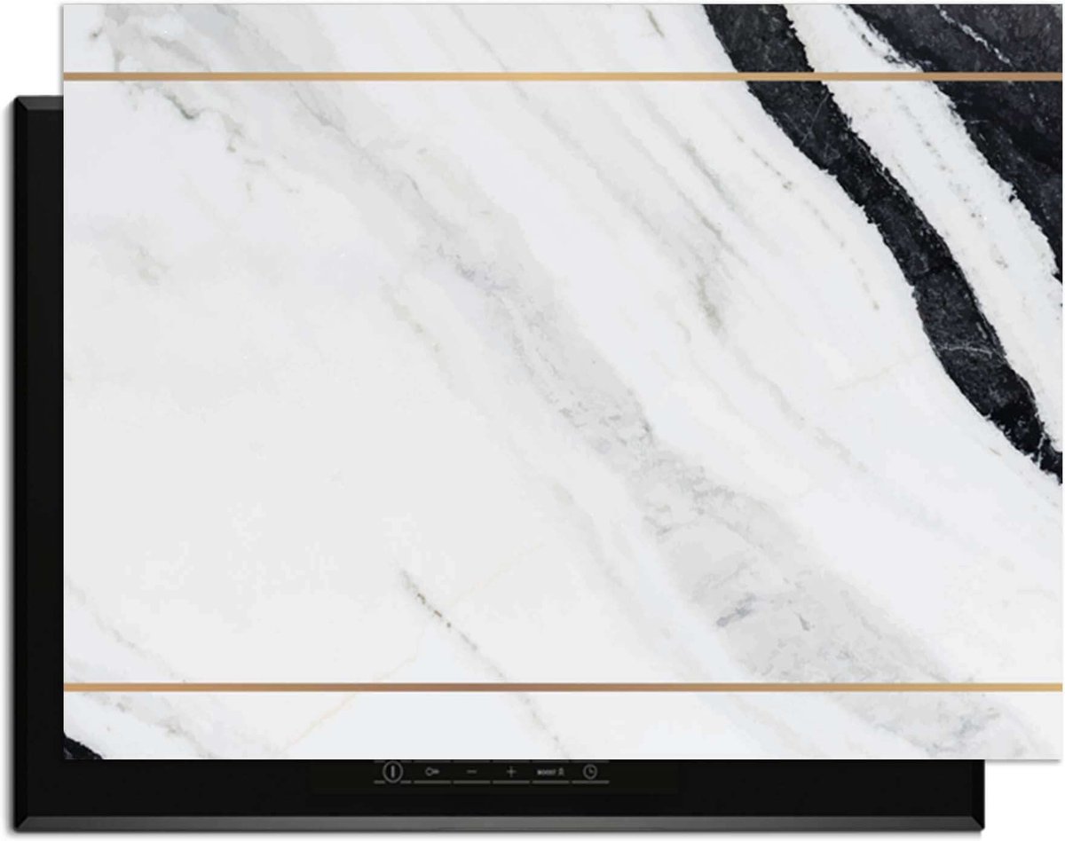 KitchenArt - Marble Modern - Inductie Beschermer - 78x52 cm - Kookplaat Beschermer - Luxe Afdekplaat Inductieplaat - Anti-slip & Oprolbaar - Beschermmat Inductiekookplaat