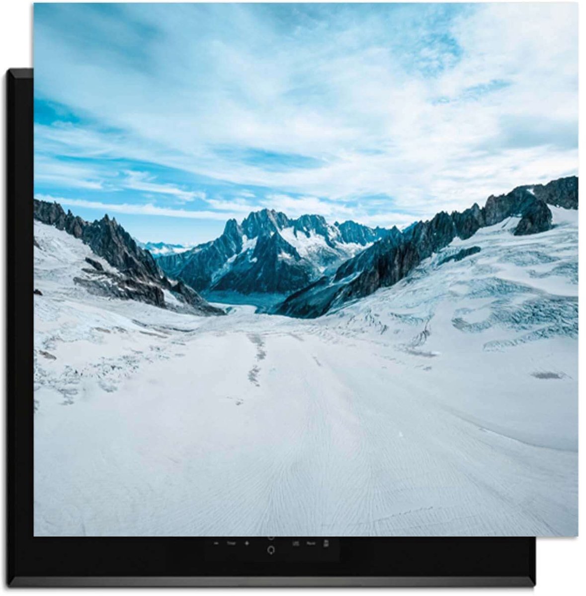 KitchenArt - Frozen Peaks – Inductie Beschermer - 62x52 cm - Kookplaat Beschermer - Luxe Afdekplaat Inductieplaat - Anti-slip & Oprolbaar - Beschermmat Inductiekookplaat