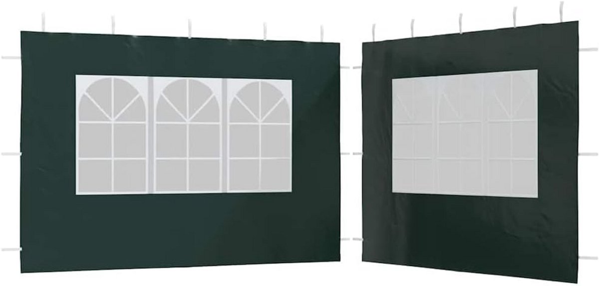 Partytent Zijwand met Raam - 2 Stuks Groen - UV- en Waterbestendig
