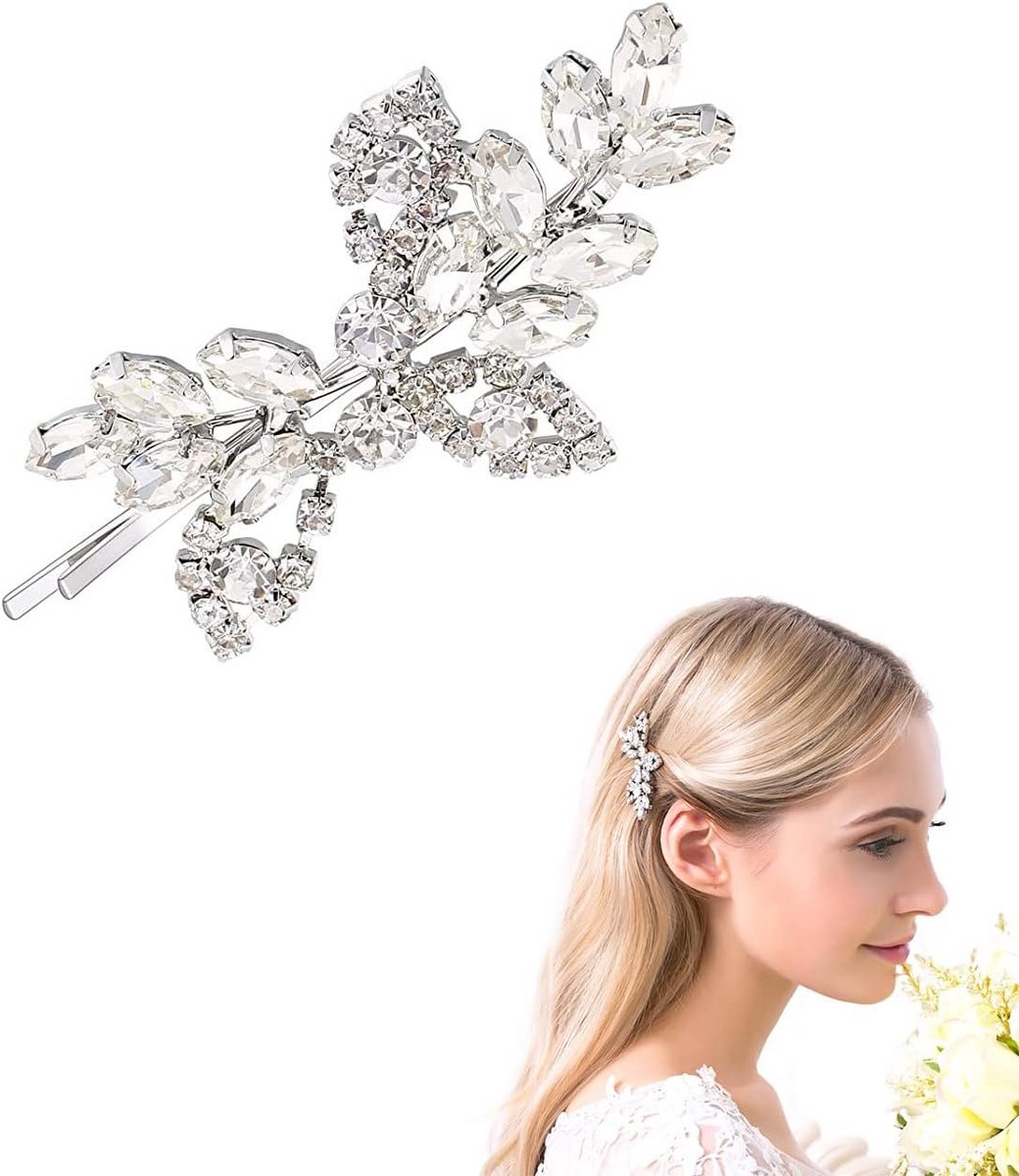 Bruidshaarspeld met Zilveren Strass Steentjes - Glanzende Haaraccessoires