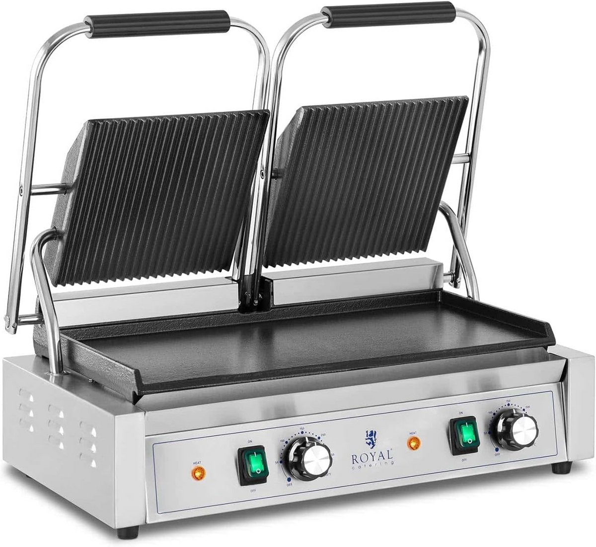 Professionele Dubbele Contactgrill Elektrisch 3600W - Geribbeld & Glad Oppervlak