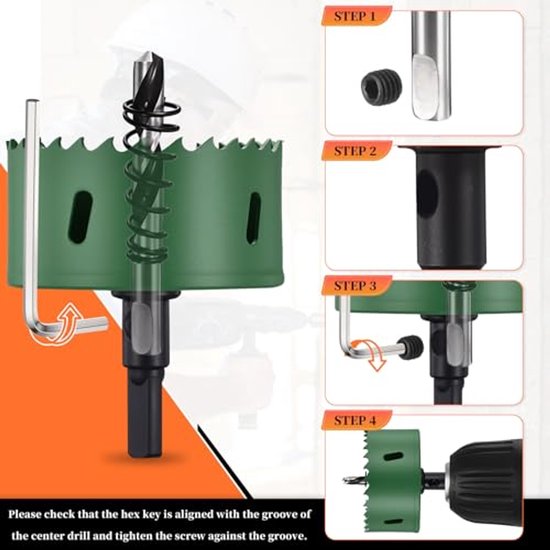 JatilEr Bi-Metalen Gatenzaag 60mm, M42 Gatsnijder Gatzaag Metalen Gatenopener Tool Boor Gaten Snijders Kit Cirkelboren voor Hout Aluminium Ijzer Sheet Pijp Plastic