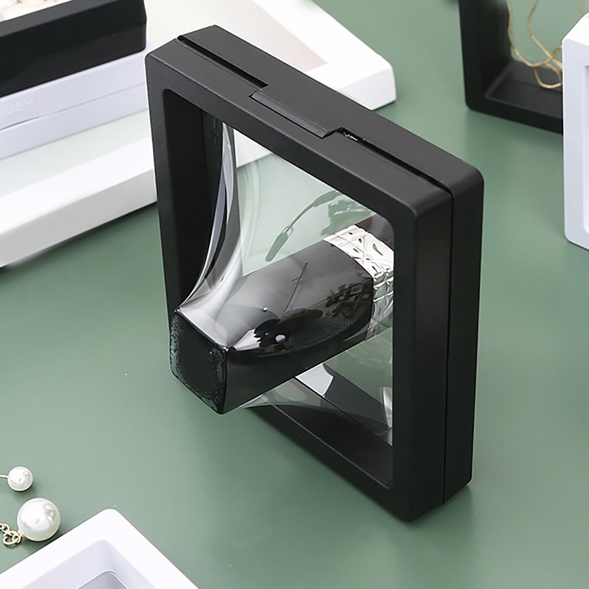 Sieradendoos van PE-folie, lichtgewicht display met zwevend frame, transparant, slijtvast, voorkomt oxidatie voor armbanden en ringen, PP+PE