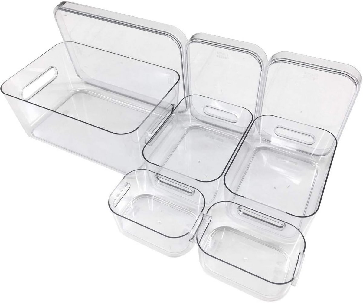 8-delige Stapelbare Koelkast Organizer Boxen Set met Deksel en Etiketten