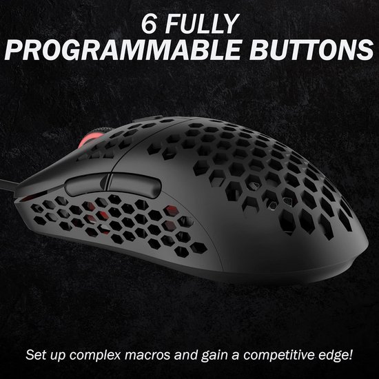 Ultra Lichte Gaming Muis met Honingraat Shell - 63g, Programmeerbare Knoppen en RGB Verlichting — afbeelding 5