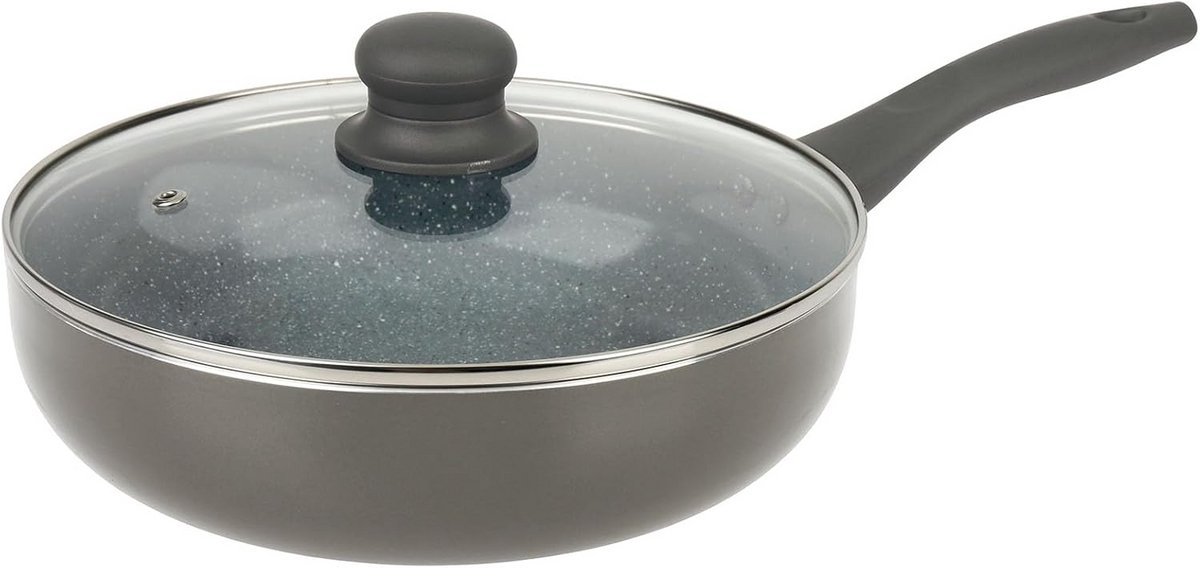 Aluminium Stoofpan Ø 24 cm met Keramische Antiaanbaklaag en Glazen Deksel - Geschikt voor Inductie