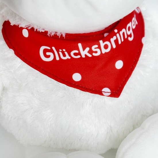 Pluchen knuffelschaap met rood gelukshalsdoek, 30 cm — afbeelding 2