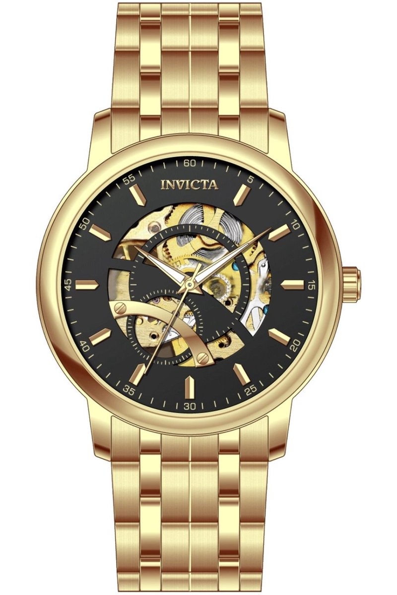 Invicta Objet D Art 69121 Heren Horloge - Waterdicht - Analoog - Automatisch Uurwerk - Roestvrij Staal met zwarte Wijzerplaat - 42mm