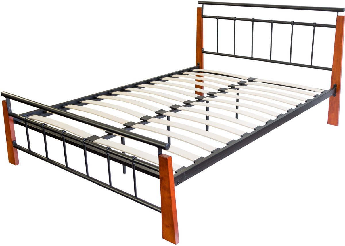 Homestyle4u Tweepersoonsbed - 160x200 cm - met lattenbodem - Zwart