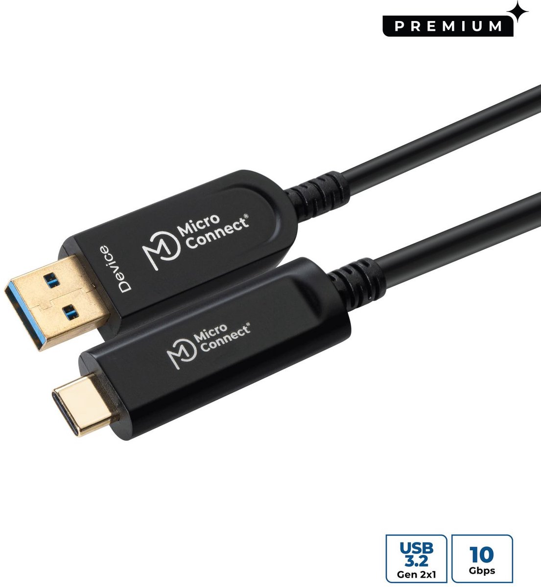 Microconnect MC-USB3.2CA20OP USB-kabel USB 3.2 Gen 2 (3.1 Gen 2) 20 m USB A USB C Zwart