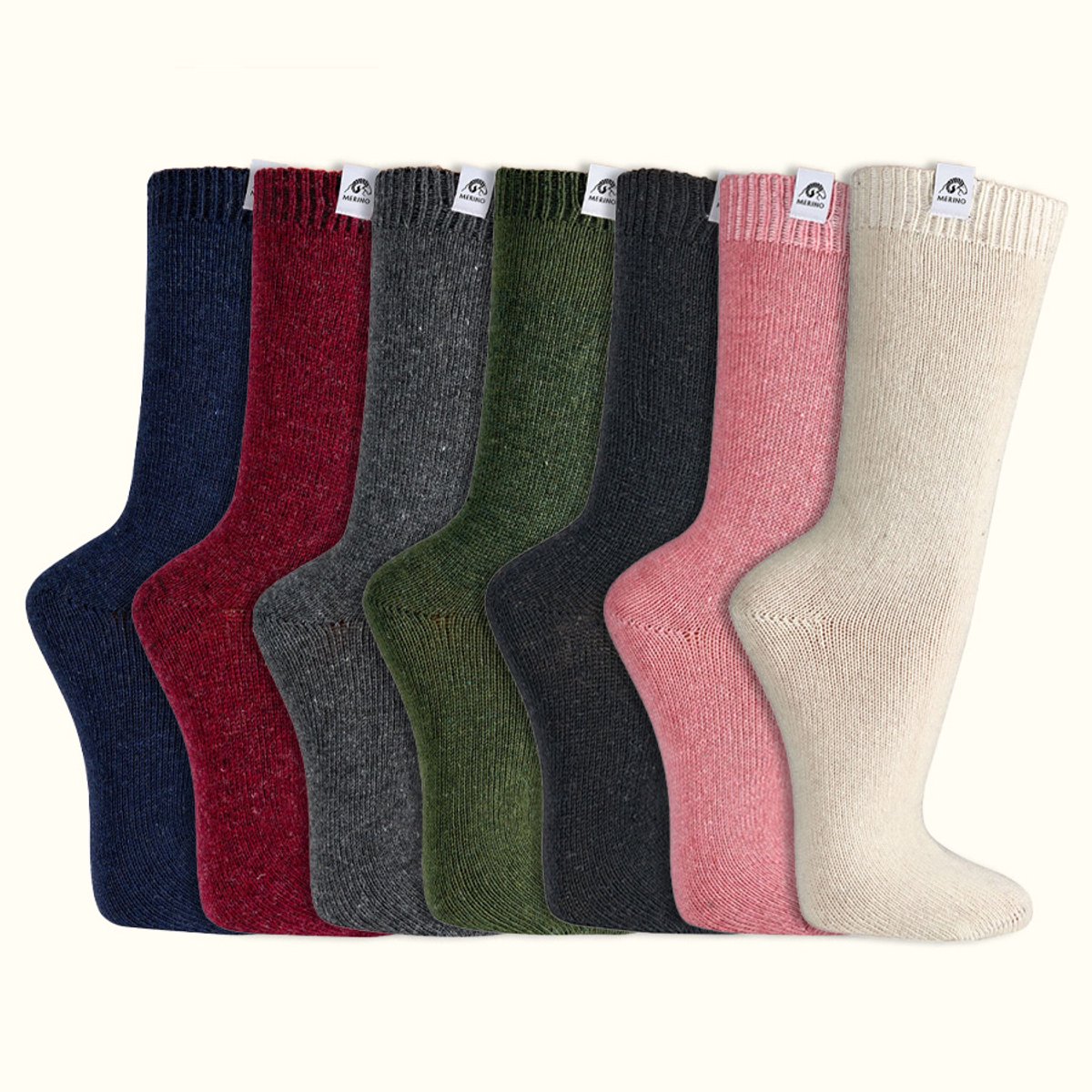 Wollen sokken Merinowol Glad gebreid Diverse kleuren Diverse maten 6 paar Zwart