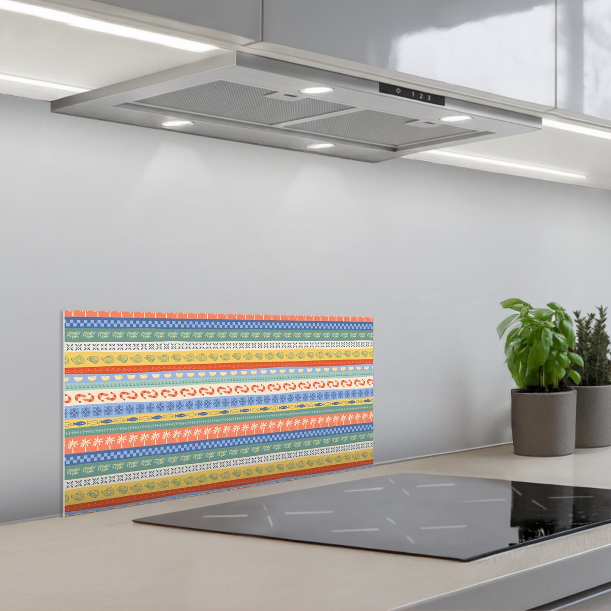 Spatscherm 60x30 cm - Zelfklevende achterwand Zee - Sfeer - Oester - Garnaal - Keuken muurbeschermer - Spatwand fornuis