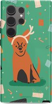 Casetastic Hoesje Geschikt voor Samsung S24 Ultra - Stijlvolle Beschermende Duo-layer Case - Kersthond