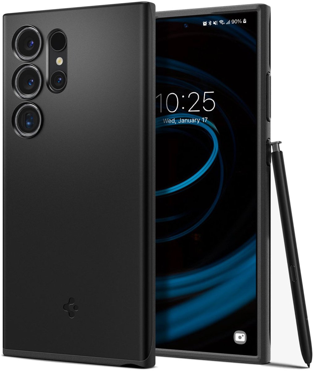 Spigen Thin Fit Hoesje Geschikt voor Samsung Galaxy S24 Ultra - Back Cover Zwart
