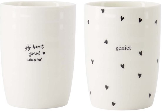 Zusss Set de 2 tasses à café « Tu vaux de Goudor » / Profitez du Wit