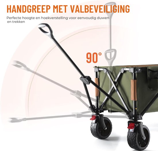 VIN® Strandkar - Bolderkar Opvouwbaar - Bolderwagen Voor Alle Terreinen - Boodschappenwagen Met Brede Banden En Handige Opbergruimtes - Tuinkar Met Verstelbare Handgreep - Winkeltrolley 150 kg Opbergruimte - Groen van Merkloos — afbeelding 5
