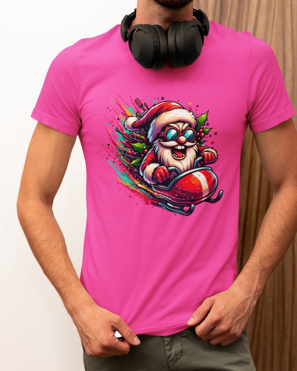 Turbo Santa Kerst - Kerst T-shirt Roze - Grappig T-shirt - Maat XL - Kerst Cadeau Mannen - Limited Edition