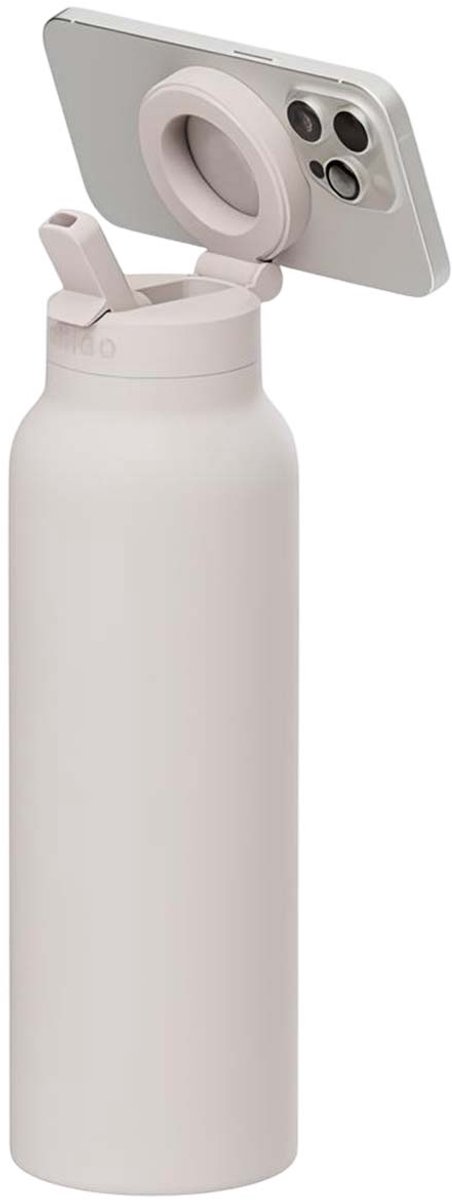 Ringo, Drinkfles 710ml met Magnetische Smartphonehouder Compatibel met MagSafe, Beige