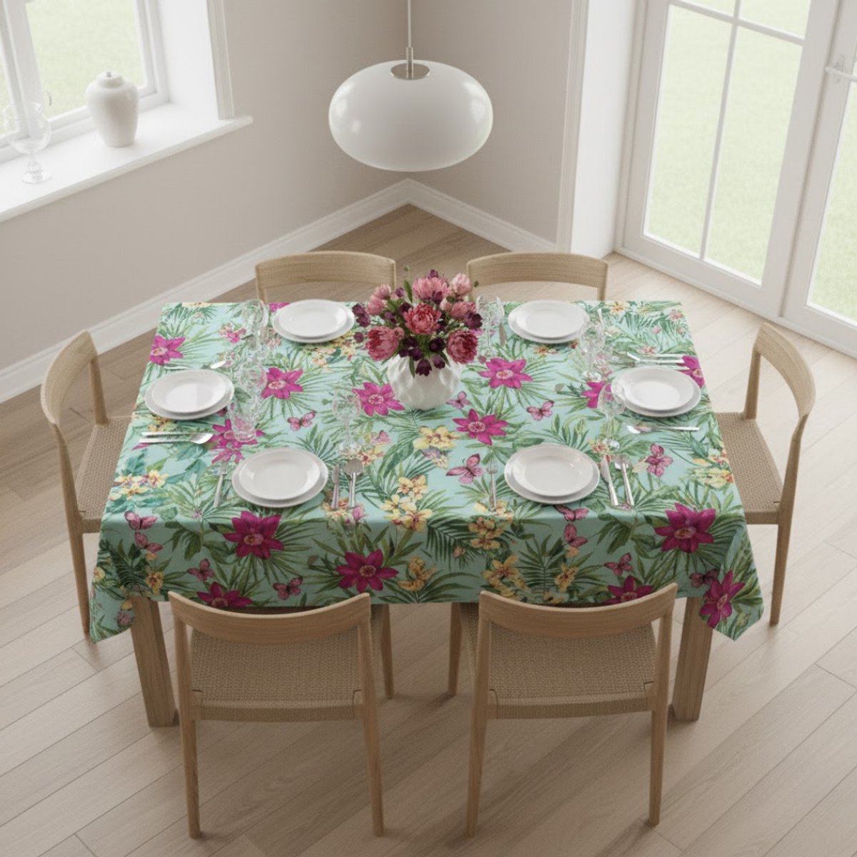 Raved Tafelzeil 140x160 cm - Jungle Roze - PVC - Afwasbaar - Binnen/Buiten
