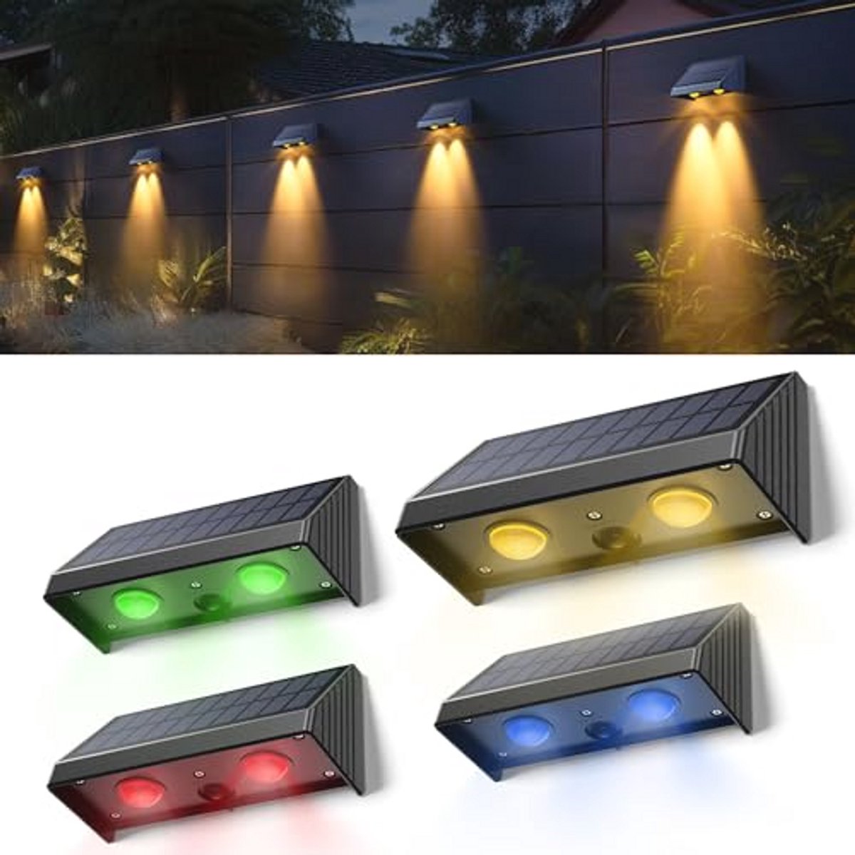 Zonnepanelen Buitenverlichting - 4 Stuks Solar Wandlampen met 5 Modi voor Tuin, Patio en Trappen
