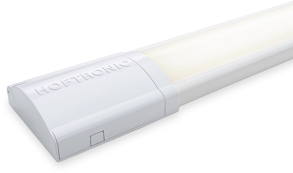 HOFTRONIC led batten 60 cm – 18 watt 3240 lumen – flikkervrij niet dimbaar – neutraal wit 4000K – koppelbaar – polycarbonaat wit – IP20 – led armatuur garage kelderverlichting