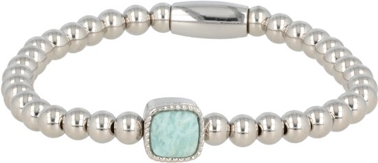 Bracelet à breloques élastique avec pierre précieuse Amazonite - Bracelet en argent flexible avec breloque en pierres précieuses amazonite - Avec coffret cadeau de luxe