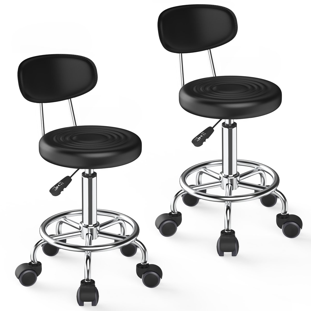 PIPIPOXER-Barkrukken set van 2, linnen stoffen keukenstoel, draaibare barkruk voor keuken/thuisbar,Beige