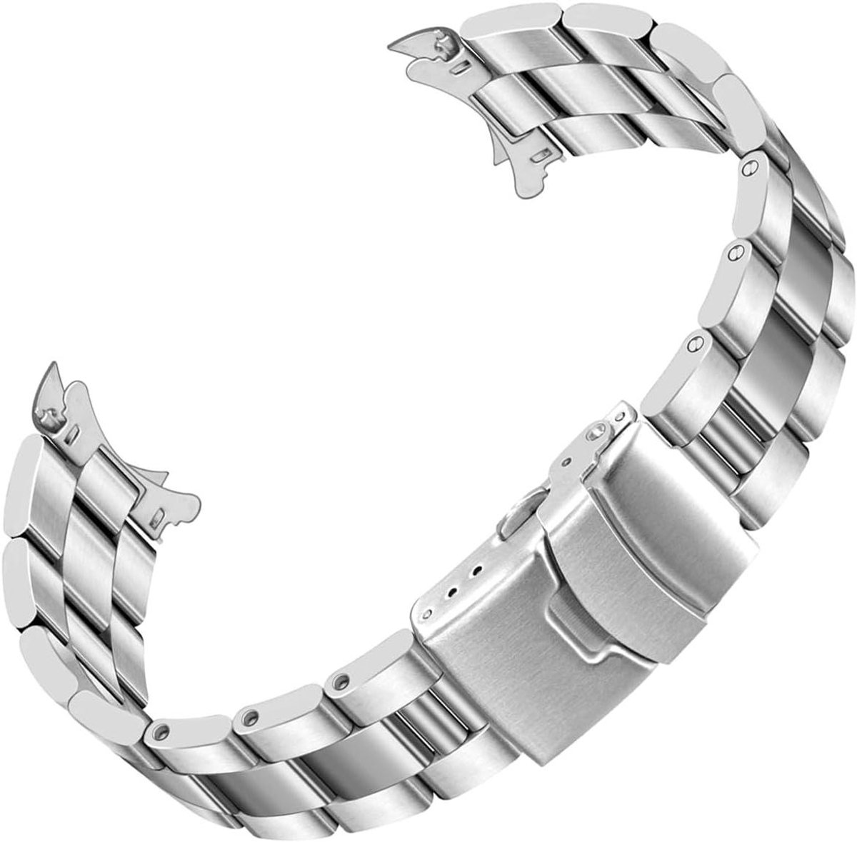 Nordivar - Roestvrij stalen horlogeband met vouwsluiting en dubbele FlipLock gesp, 20 mm-22 mm - Zilver-Zwart - Geborsteld en Gepolijst - Massief Uiteinde