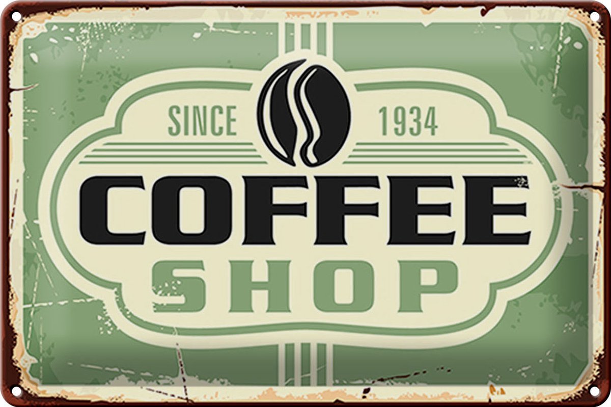 Blechschild Retro 30x20cm Kaffee Coffee Shop since 1934