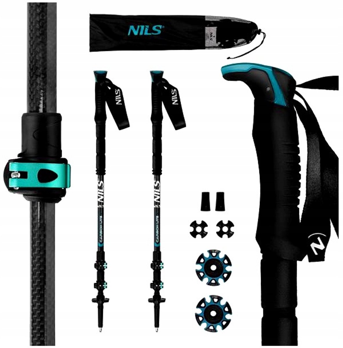 Nils TK8607 Nordic Walking Stokken Carbon 135cm Opvouwbaar