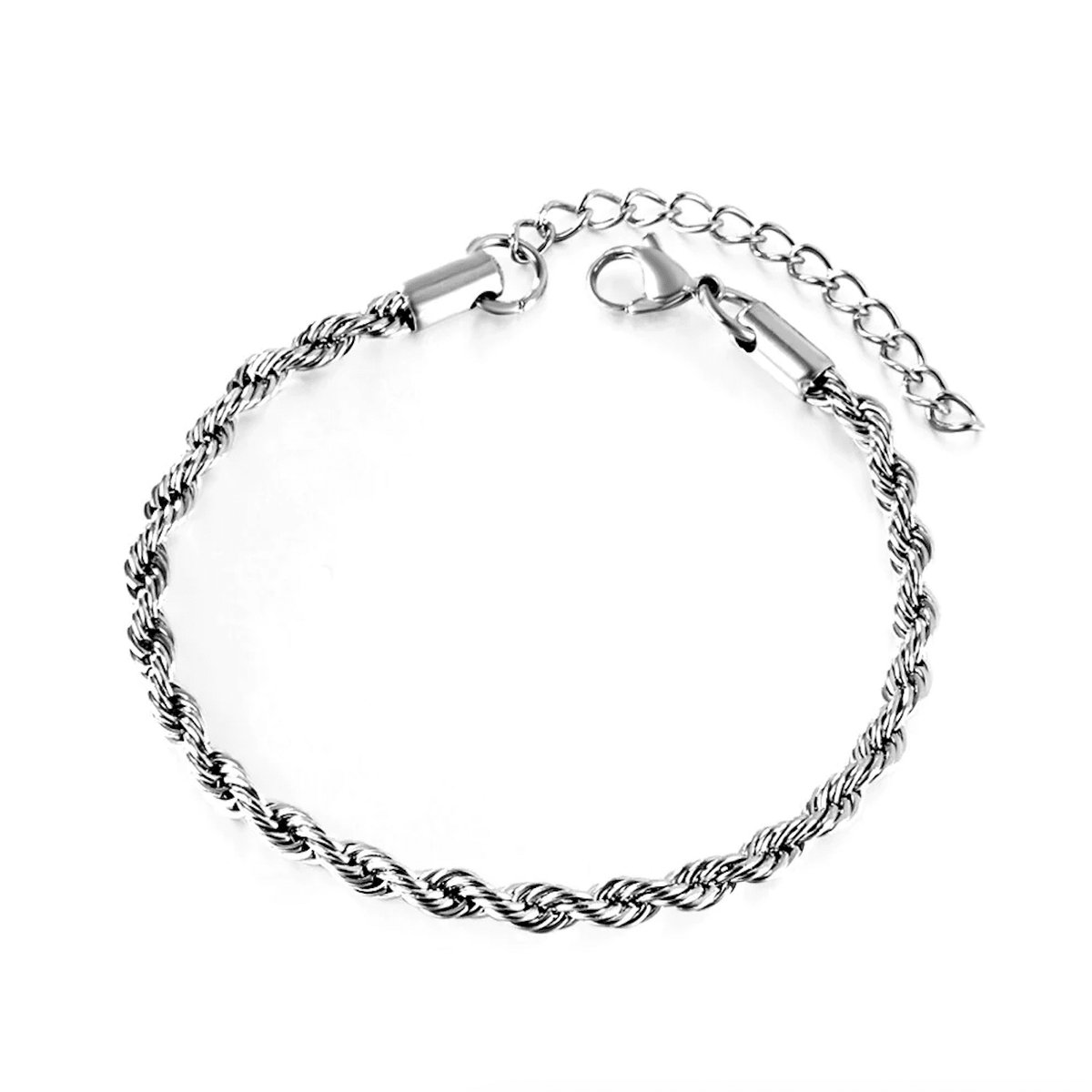 Planet Pink - Armband gedraaid zilver - Stainless Steel - Roestvrij Staal rvs - Waterproof