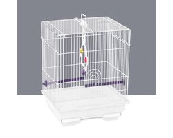 Vogelkooi Type 5B104 - compacte witte vogelkooi met zitstokken, schommel en accessoires 30x23x38cm