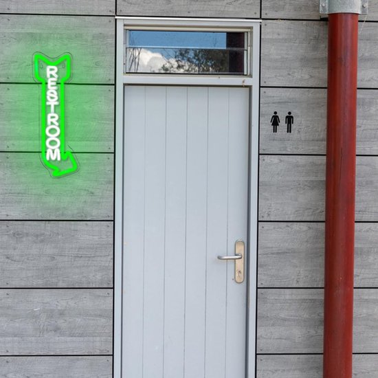 Daity 1 Pack - Badkamer neonlicht, wanddecoratie, toilet neon pijl LED neonbord, badkamer LED-bord, geschikt voor badkamers, hotels, bars (43*16cm) van Daity — afbeelding 5
