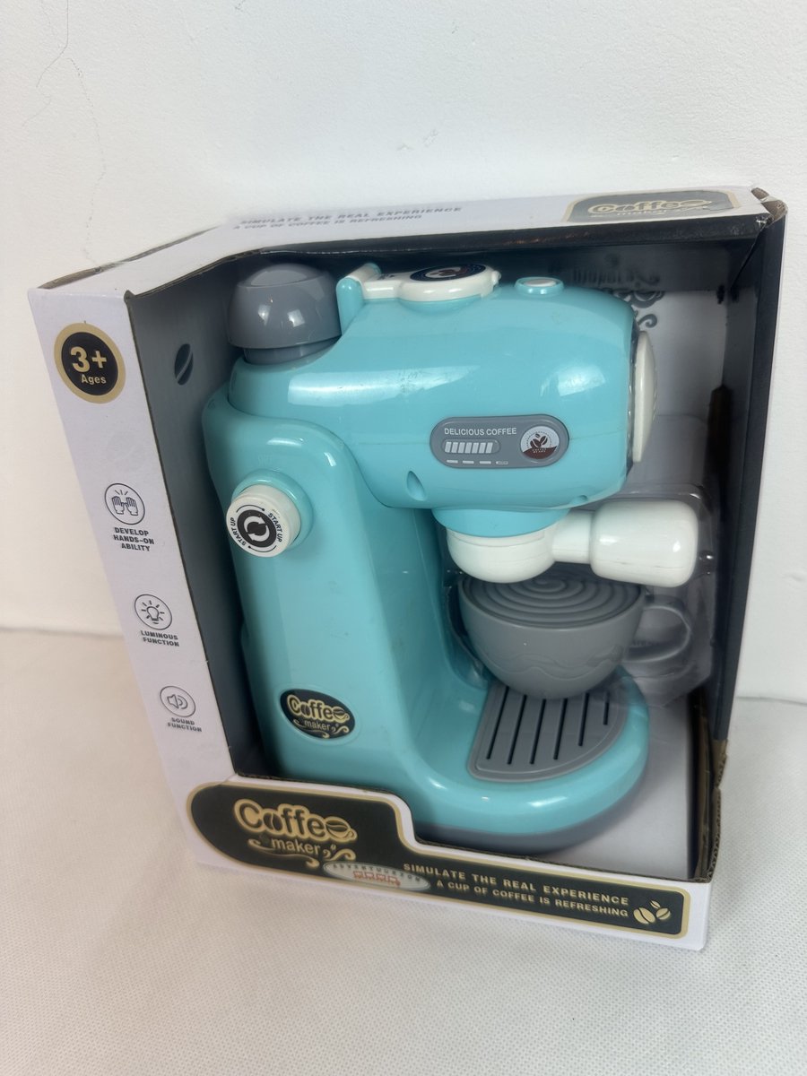 Koffieapparaat voor Kinderen – Pretend Play Keuken Speelgoed – Kinder Nep Koffie Machine met Licht en Geluid – Houten en Plastic Speelkeuken – Pretend Play Coffee Maker – Cadeau 3 4 5 6 Jaar – Keukenspeelgoed”