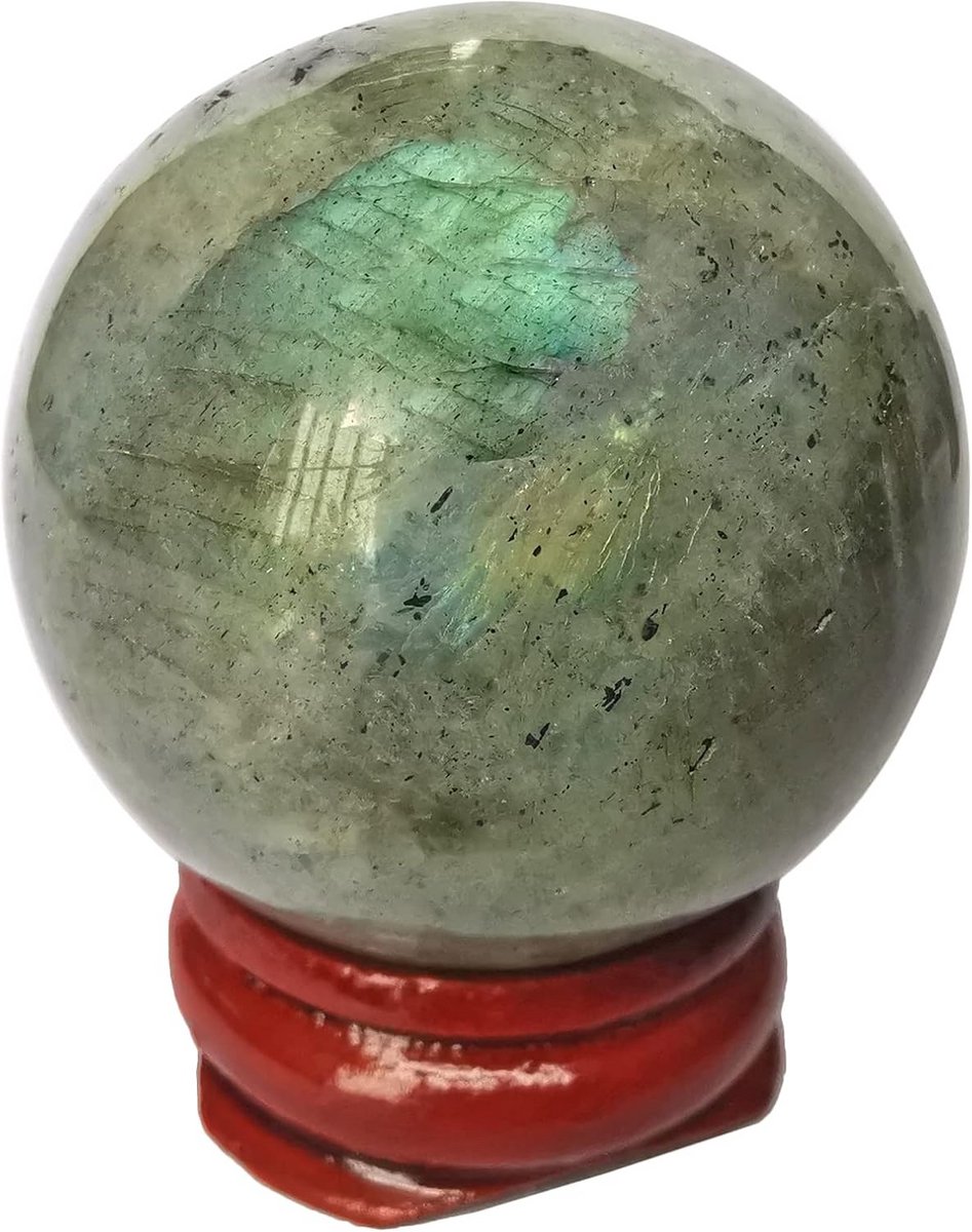 40mm Kristallen Bol Moonstone Home Decoratie Feng Shui Houten Standaard
