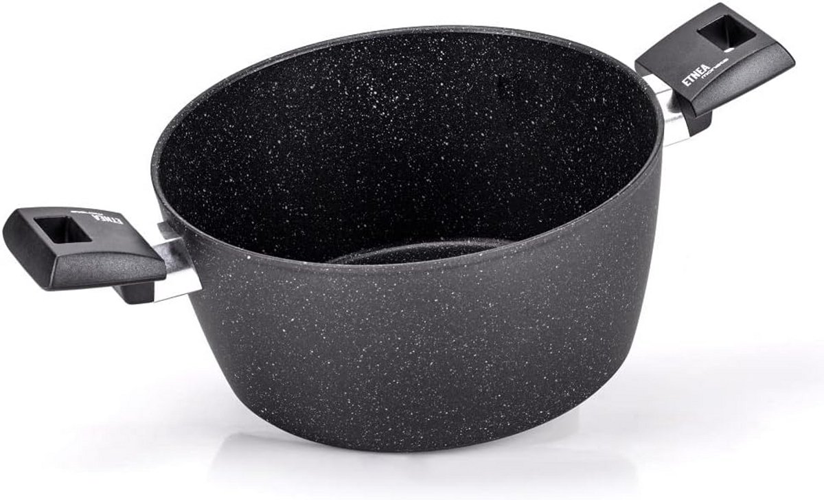 Gesmede Aluminium Kookpan 20 cm - Steenlook Coating, Geschikt voor Inductie en Alle Warmtebronnen