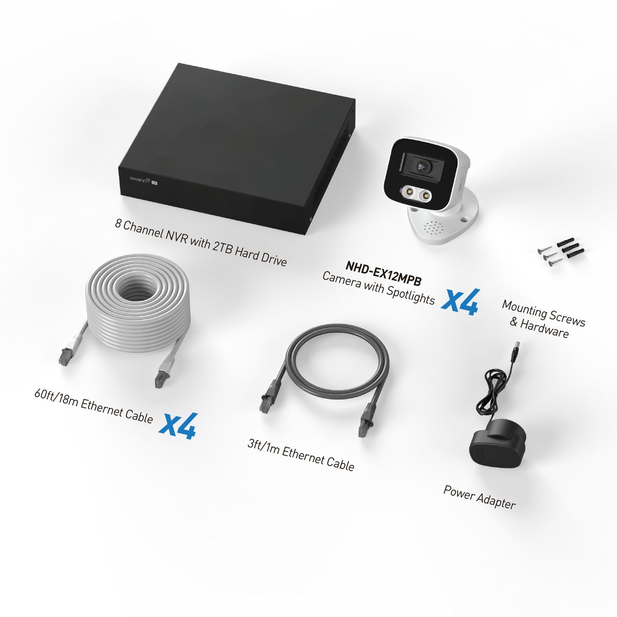 Swann EliteX 12MP Series - Beveiligingscamera's - 4 Camera's - cctv camerasysteem - 2TB - geen abonnementskosten - 6K Ultra HD - Spotlight Bullet IP Cameras - Met Microfoon – foto 2