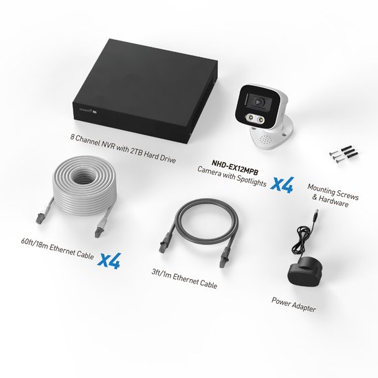 Swann EliteX 12MP Series - Beveiligingscamera's - 4 Camera's - cctv camerasysteem - 2TB - geen abonnementskosten - 6K Ultra HD - Spotlight Bullet IP Cameras - Met Microfoon van Merkloos — afbeelding 2