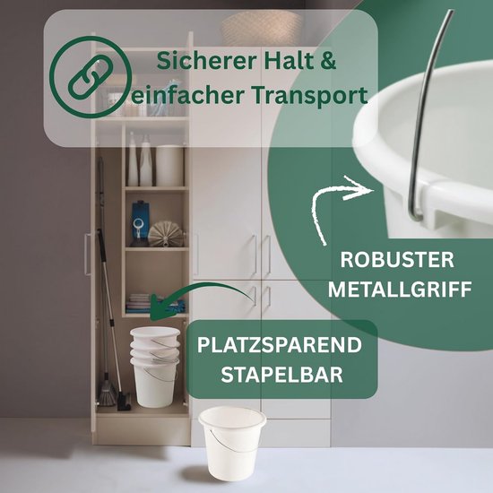 Voer- en wateremmer Flatback extreem sterk kunststof, 20 liter