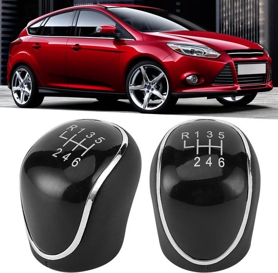 Shift Knob voor 6-Versnellingsbak - Leer & Plastic - Non-Slip - Geschikt voor Ford Focus, C-MAX, Galaxy, Kuga — afbeelding 3